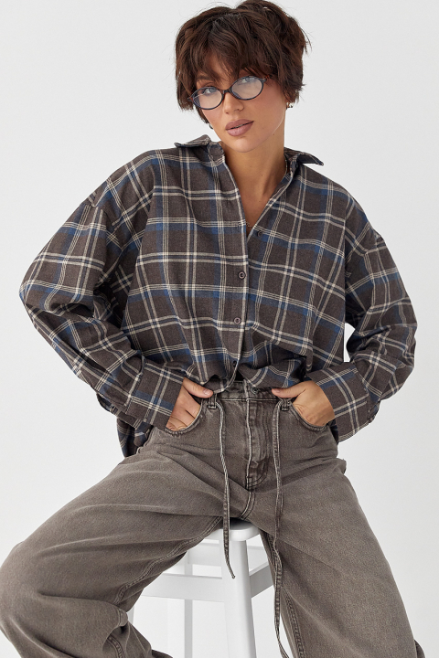 Жіноча картата сорочка вільного фасону