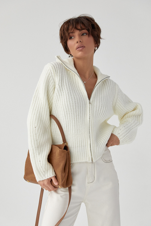 Кардиган на молнии из крупной вязки