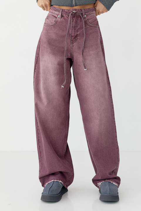 Цветные джинсы Baggy на завязках