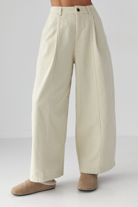 Котонові штани-палаццо зі складками