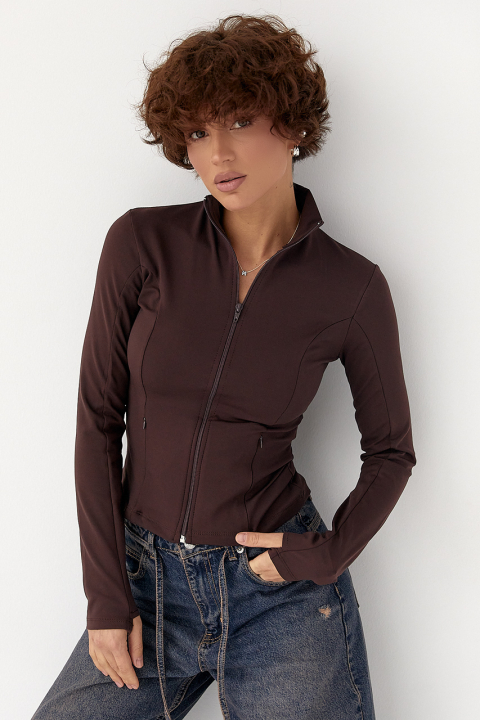 Спортивная эластичная кофта на молнии