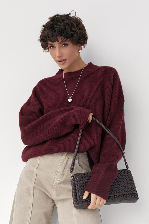 Вязаная теплая однотонная кофта