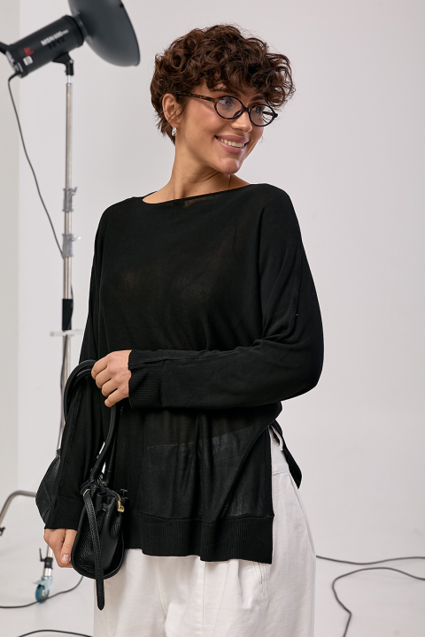 Прозорий вільний лонг із горловиною-човником