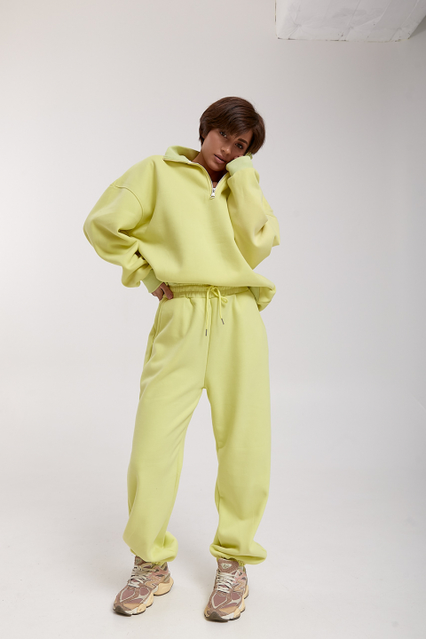 Теплий спортивний костюм зі світшотом на блискавці та джогерами