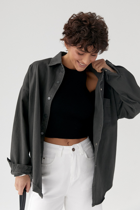 Свободная котоновая рубашка на кнопках