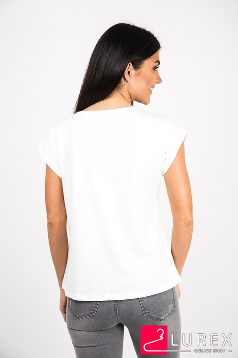 Фото 11 модели 86 Женская футболка с акварельным принтом - кремовая