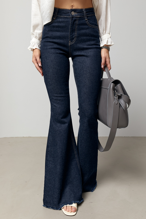 Женские синие джинсы-клеш