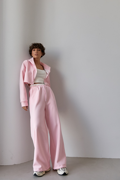 Вільний спортивний костюм з коротким зіп-худі та штанами-палаццо