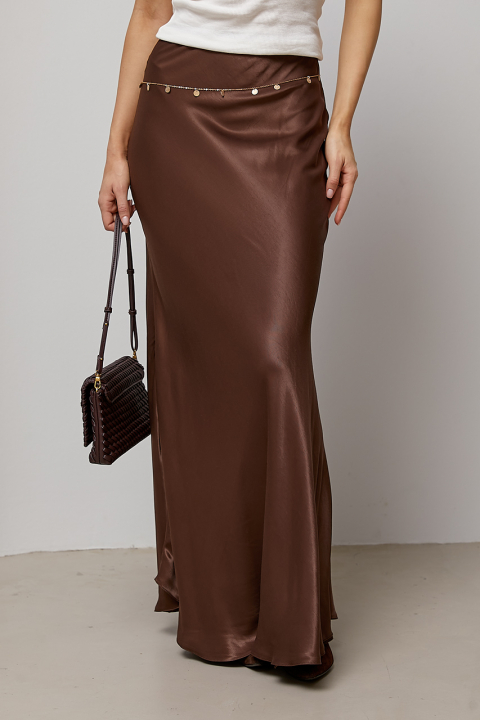 Атласна жіноча довга спідниця