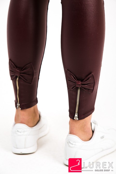 Фото 4 модели BK2156 Бордовые стрейчевые брюки под кожу Eleganth Deluxe - бордовые