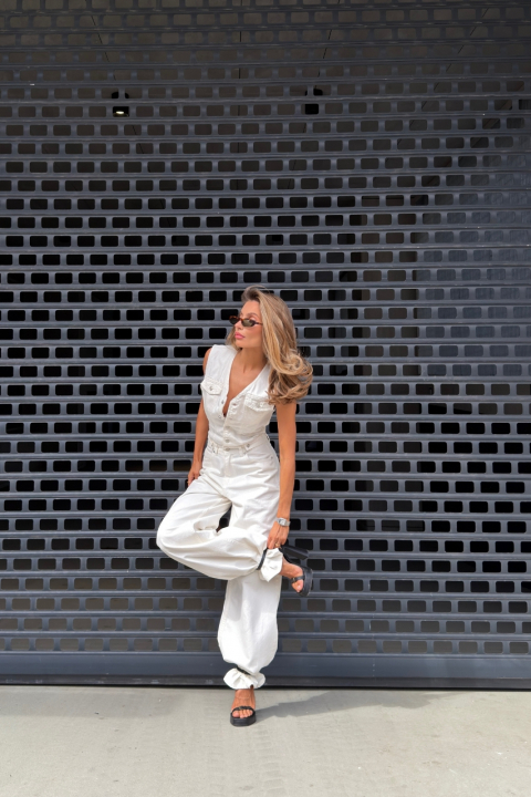 Джинсовий однотонний комбінезон