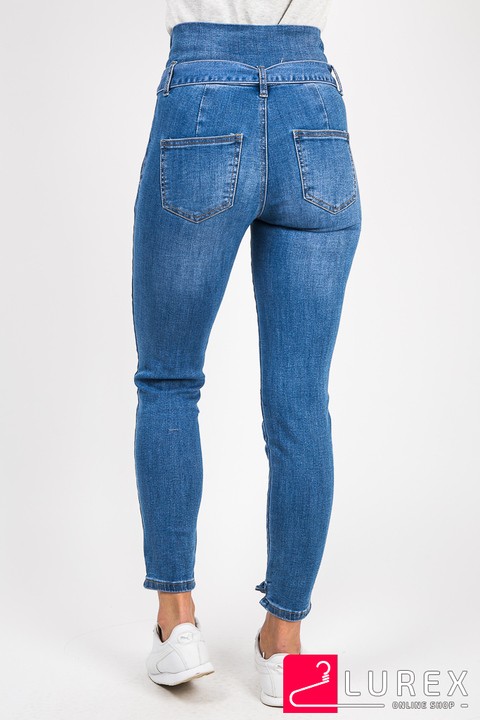 Фото 3 модели 2242 Синие джинсы с высокой талией и поясом Re-Dress - сині