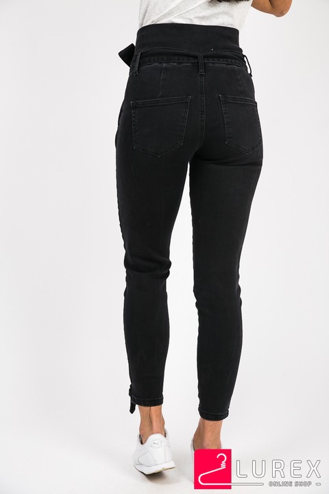 Фото 2 модели 2242-A Черные джинсы высокие с завязками Re-Dress - черные