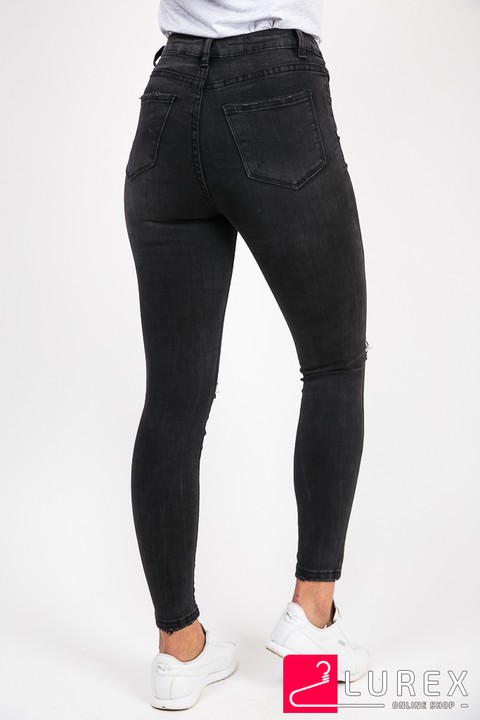 Фото 3 модели 3D375 Черные джинсы с дырками на коленях Laulia - черные