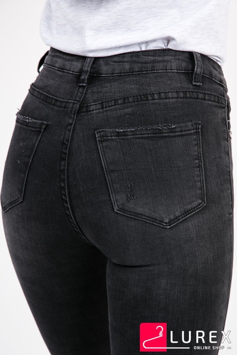 Фото 4 модели 3D375 Черные джинсы с дырками на коленях Laulia - черные