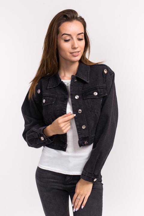 Фото 2 модели 132ZB Укороченная джинсовая куртка Hello Kiss! - черная