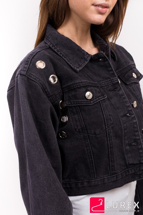 Фото 4 модели 132ZB Укороченная джинсовая куртка Hello Kiss! - черная