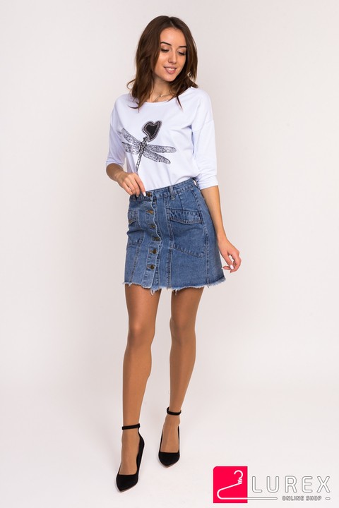 Фото 2 модели 6198 Джинсовая юбка на пуговицах QDBH Fashion - джинсовая