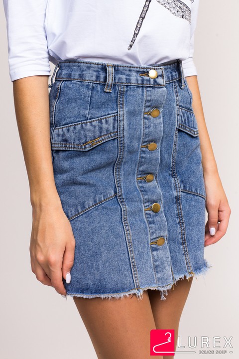 Фото 4 модели 6198 Джинсовая юбка на пуговицах QDBH Fashion - джинсовая