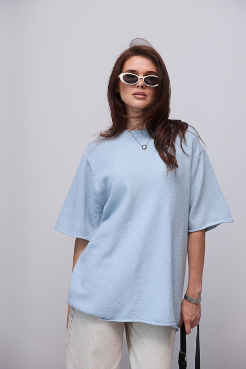 В'язана кофта oversize з коротким рукавом