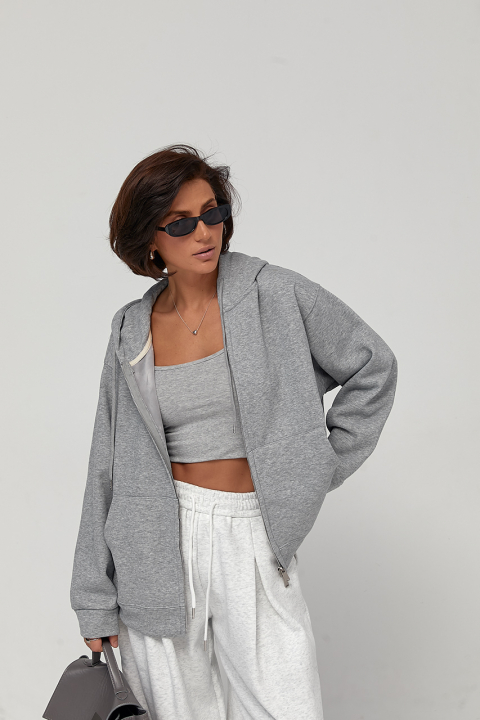 Тепле худі oversize на блискавці з начосом