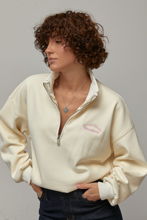 Теплый свитшот oversize с воротником на молнии