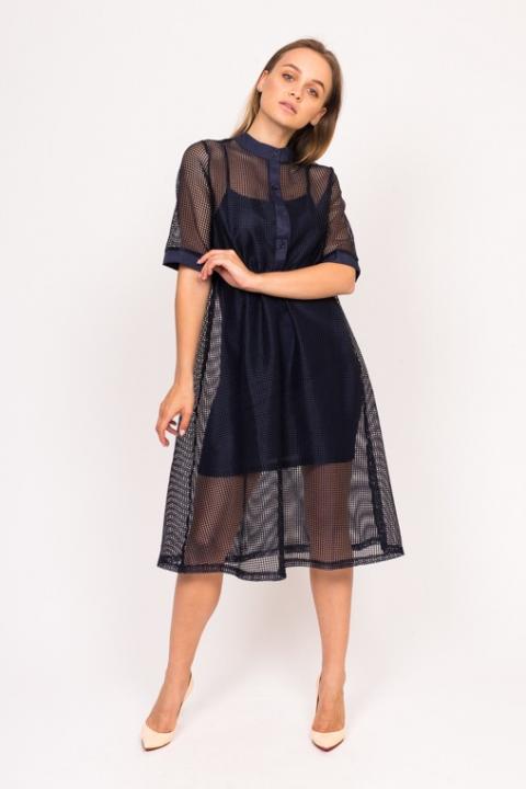 Фото 5 модели 079 Дизайнерскоее платье сетка LUREX - темно-синее