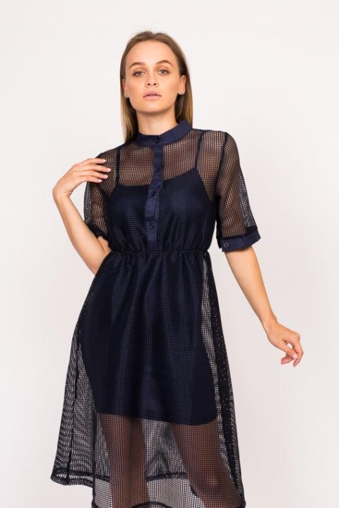 Фото 6 модели 079 Дизайнерскоее платье сетка LUREX - темно-синее