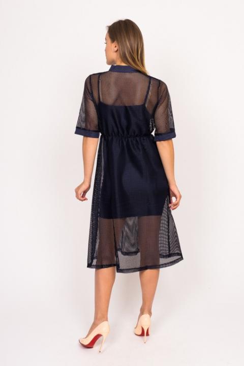 Фото 7 модели 079 Дизайнерскоее платье сетка LUREX - темно-синее
