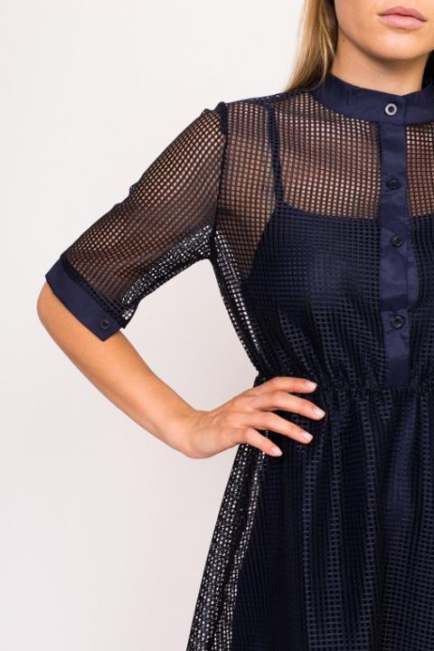 Фото 8 модели 079 Дизайнерскоее платье сетка LUREX - темно-синее