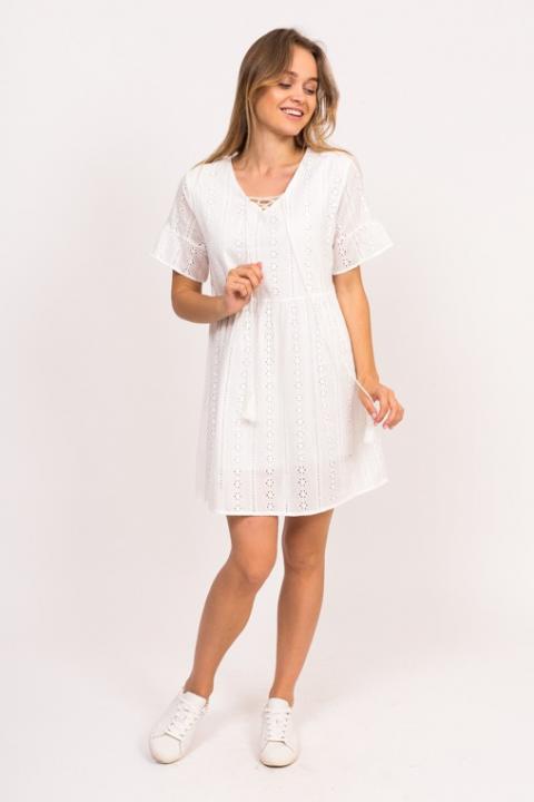 Фото 1 модели 9107 Летнее платье с цветочным узором LUREX - белое