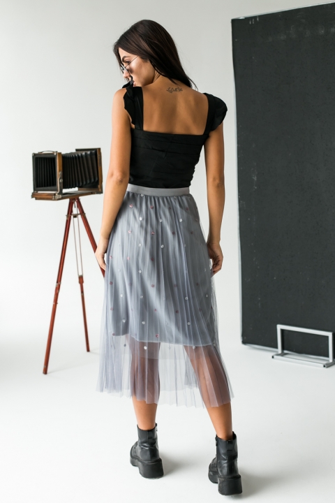 Фото 2 модели 520 Фатиновая юбка с блестками LUREX - сіра