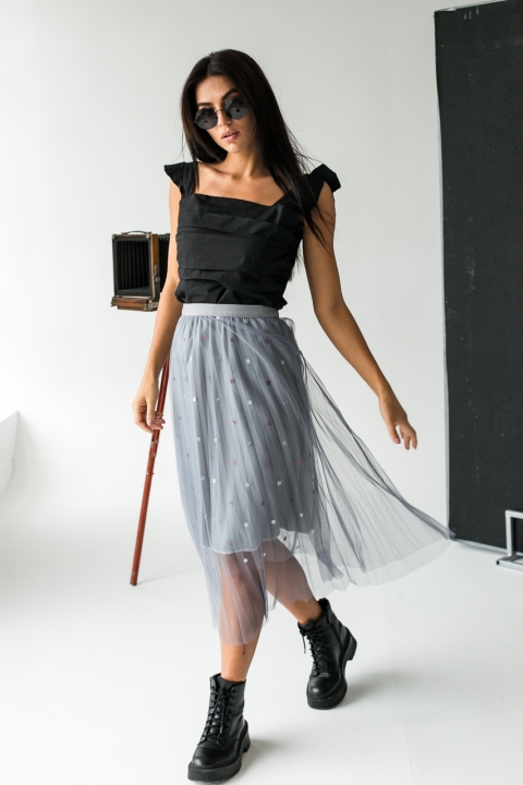 Фото 4 модели 520 Фатиновая юбка с блестками LUREX - сірий