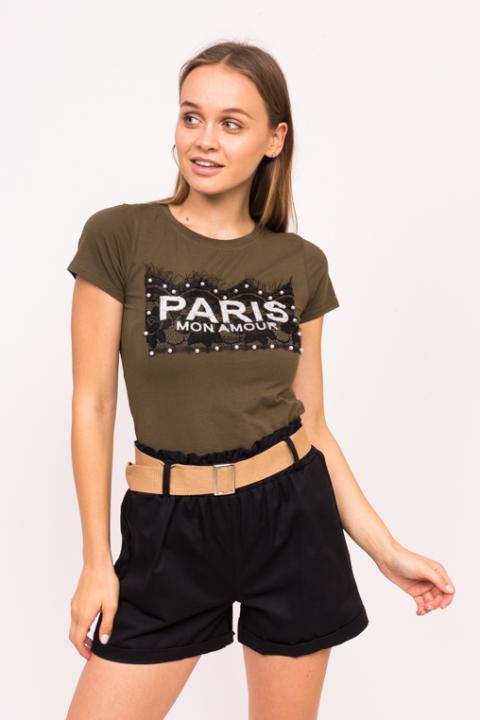 Фото 1 модели 1256 Молодежная футболка Paris Xuannuo - коричнево-зелена