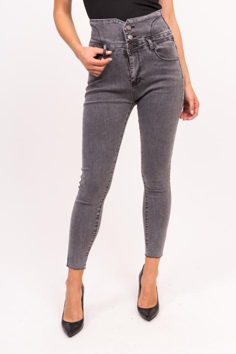 Фото 1 модели 7971 Женские джинсы с высокой талией Yuanse - серые