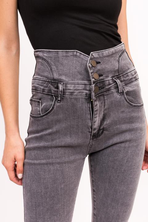 Фото 4 модели 7971 Женские джинсы с высокой талией Yuanse - серые