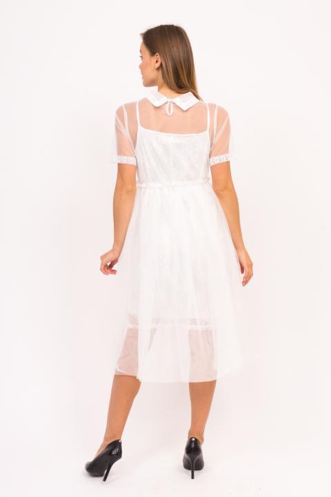 Фото 3 модели 919 Вечернее платье с фатиновой юбкой A-M - белое