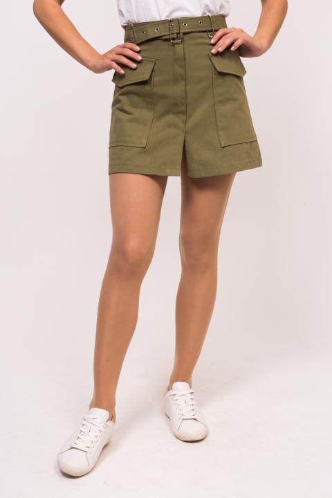 Фото 1 модели 8836 Молодежная мини юбка Ran Zi - коричнево-зелена