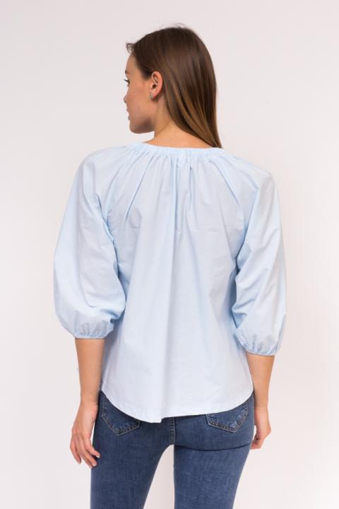 Фото 3 модели 809-1 Женская рубашка с завязками An-Jell Studio - голубая