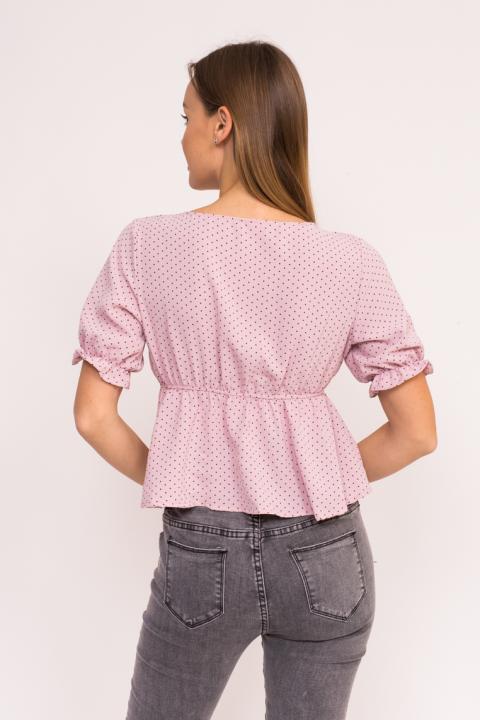 Фото 3 модели 1837-2 Стильная блузка в горошек LUREX - рожева