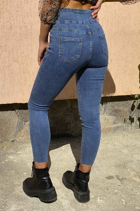 Фото 2 модели 9001 Облегающие женские джинсы с вшитым ремнем M-M - джинсові