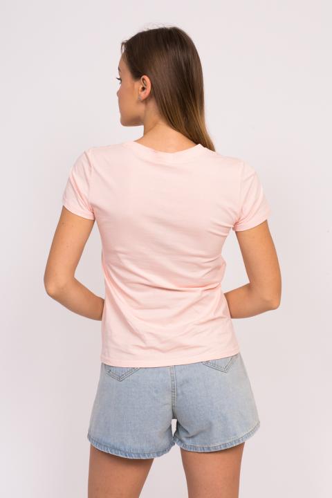 Фото 15 модели 1018 Стильная женская футболка CHA-NE-L - пудровая
