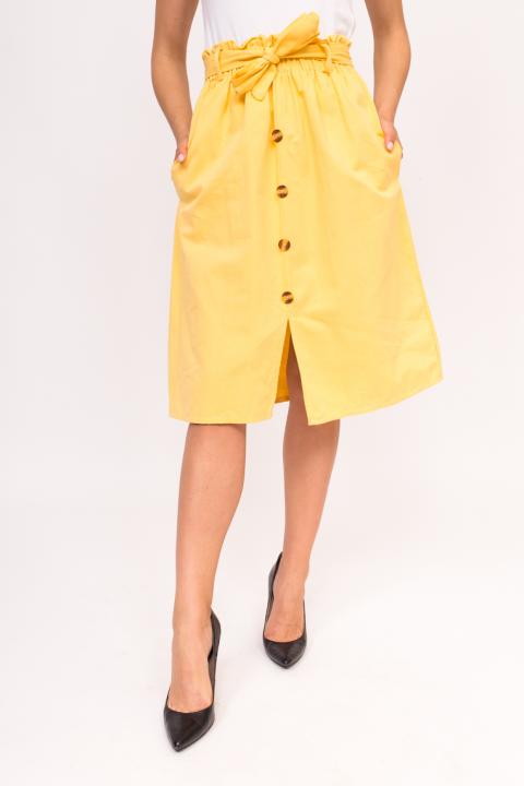 Фото 1 модели 612-1 Свободная юбка с аккуратным вырезом LUREX - желтая