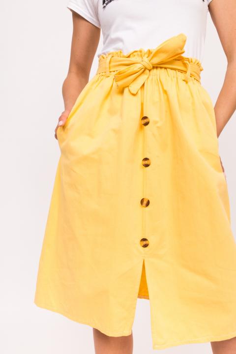Фото 4 модели 612-1 Свободная юбка с аккуратным вырезом LUREX - желтая