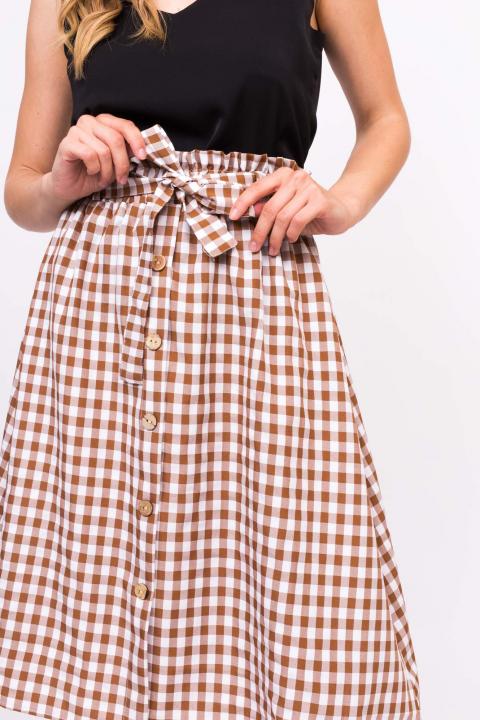 Фото 12 модели 956 Клетчатая юбка с пояском LUREX - коричневий