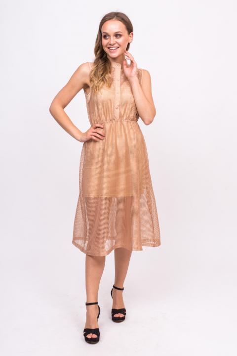 Фото 5 модели 1719 Платье сетка без рукавов LUREX - коричневое