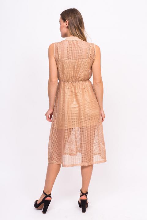 Фото 7 модели 1719 Платье сетка без рукавов LUREX - коричневое