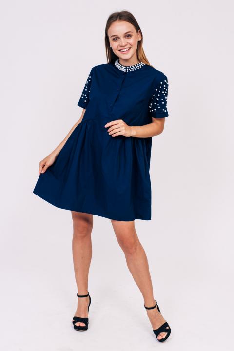 Фото 5 модели 005 Свободное платье с жемчугом LUREX - синій
