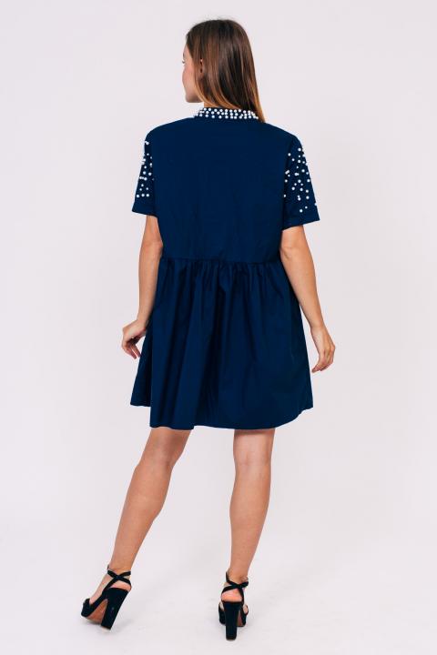 Фото 7 модели 005 Свободное платье с жемчугом LUREX - синее