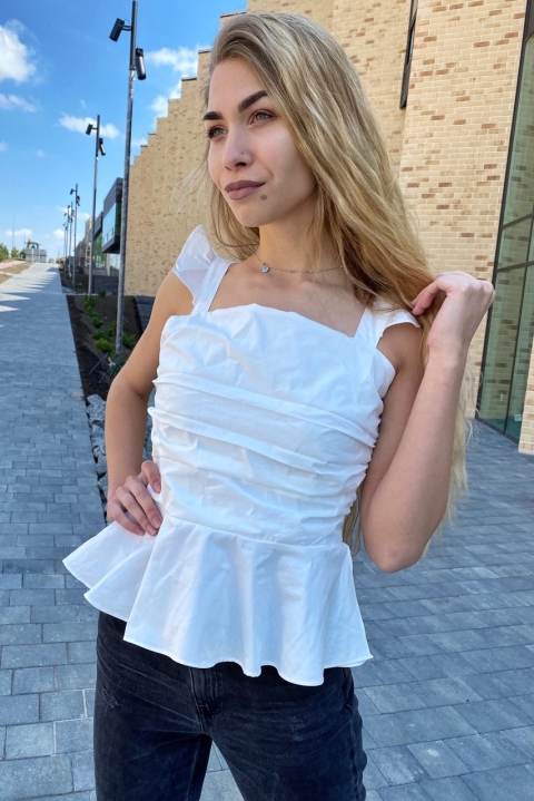 Фото 15 модели 9883 Элегантная летняя блузка QJBM - біла